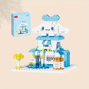 Large Eared Dog Mini Milk Tea Shop Building Blocks Street Scene Model Toy